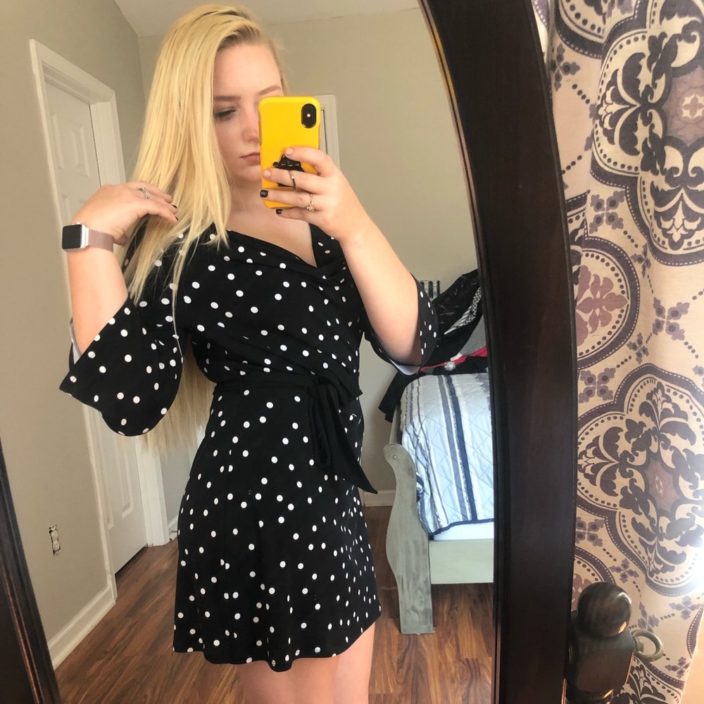 White House black market polka dot mini dress